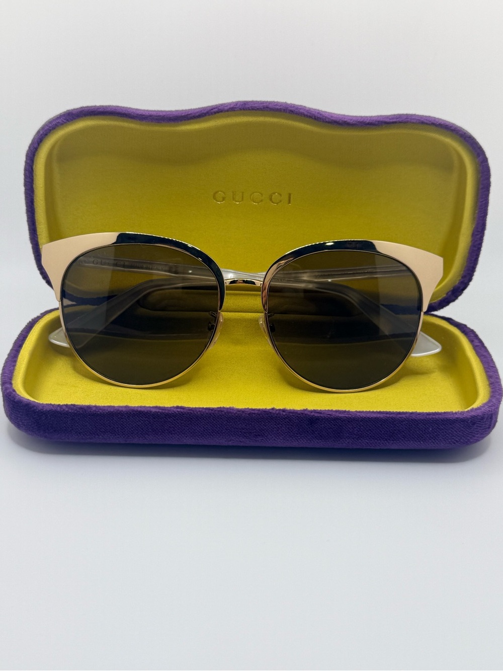 Gucci GG0246SA 003 Gold Brown Sunglasses 57mm with Original Case
